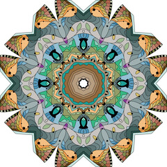 Colorful cute Mandalas. Decorative unusual round ornaments.