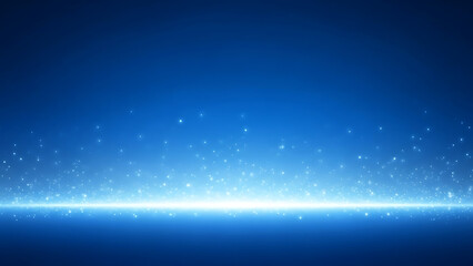Blue abstract background with glowing light and scattered stars