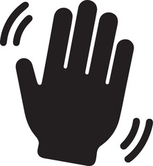 Waving hand gesture icon for greeting or goodbye. Simple flat vector sign of a human palm waving hello