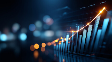 OKR strategy and digital performance dashboard defocused technology background ambitious business growth visualization objectives and key results tracking corporate goal manage