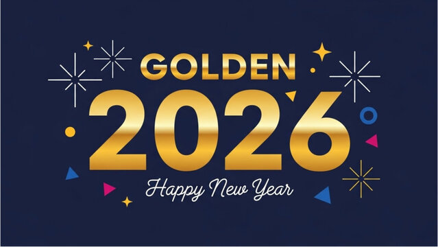 Golden Graphic for Happy New Year 2026 Celebration Banner for the New Year - Powered by Adobe