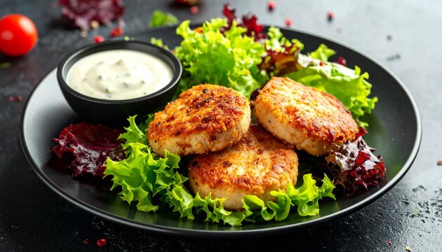 Gebratene Putenmedaillons mit Blattsalat