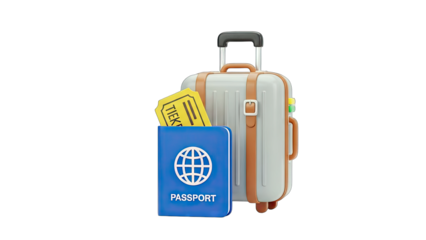 Travel Suitcase with Passport and Ticket - Ready for Vacation