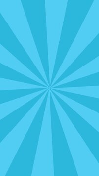 Comic book sky blue background with rays animation, colorful radial speed lines from middle to the outside seamless loop abstract line rays sunburst manga anime cartoon backdrop cyan color vertical 