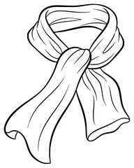 A simple line drawing of a scarf, cloth, draw, drawing, illustration, knot, ribbon, scarf, sketch, against transparent background