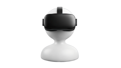 VR Headset on a White Head - Technology Concept
