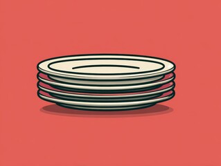 Stacked, clean plates on a solid-colored background, perfect for use in any design relating to meal preparation