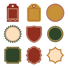 Vintage label badge and frame illustration set with tags seals borders classic festive flat vector design elements