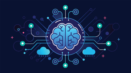 A visual representation of an API at the core of cloud computing, highlighting its role in facilitating data exchange..eps