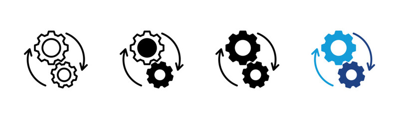 Process icon set multiple style collection