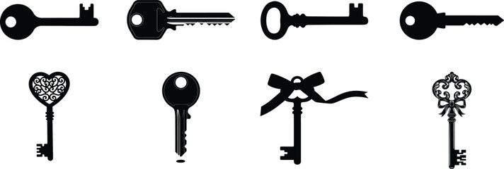 Collection of various antique and modern keys on white background © MD