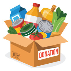 Food and grocery donation vector illustration