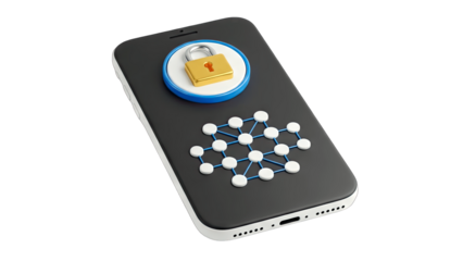Smartphone Secured with Padlock and Network Connection