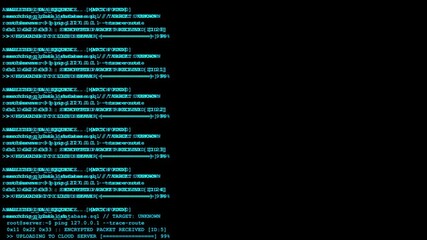 Computer programming source code with blue text on black background showing software development terminal coding cybersecurity data processing technology visualization - Powered by Adobe