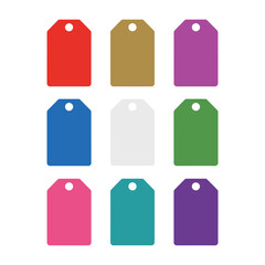 Minimal blank gift tag illustration set with rounded labels frames stickers holiday branding flat vector design elements