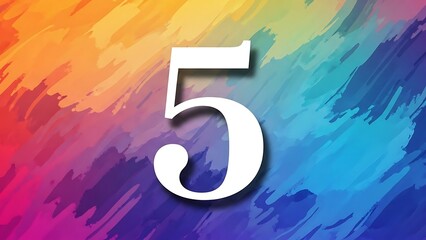 Colorful 3D 5 number one concept illustration on an abstract business background