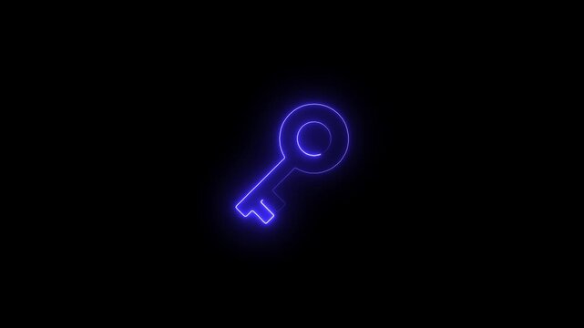 neon Key icon in trendy flat style isolated on background. 4k animation