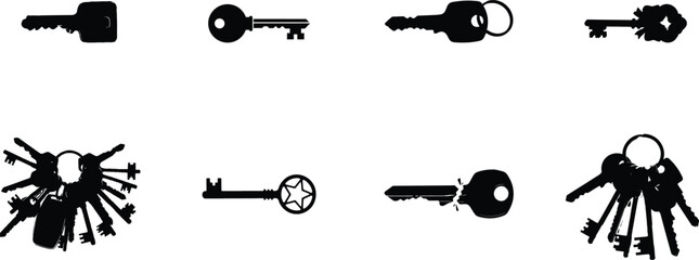 Collection of various keys and key illustrations
