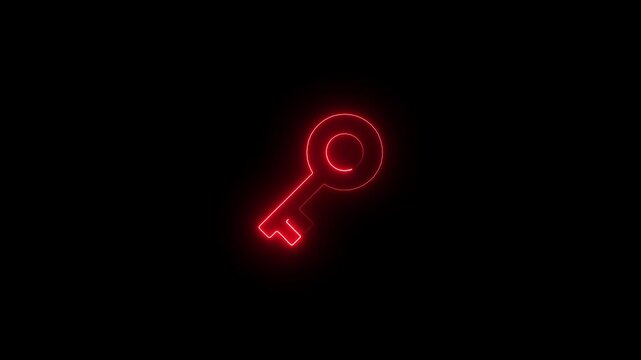 neon Key icon in trendy flat style isolated on background. 4k animation