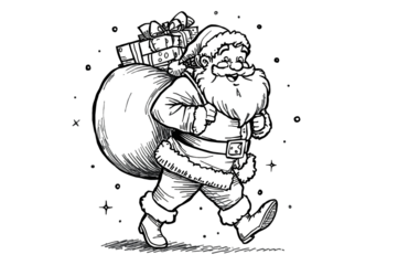 Eerie Figure Carrying Sack in Dark Sketch