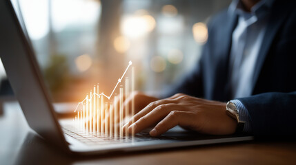 Investing for financial growth concept visualization heavily defocused background increase in income and wages representation financial improvement economy profitability
