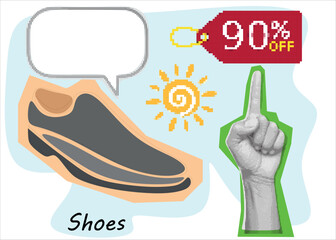 Summer Shoe Sale with 90 Off Promotion. Creative collage