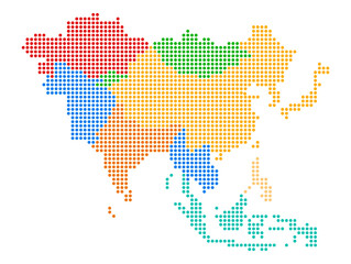 Dotted Asia Map. Asia Continent Map Vector Illustration.