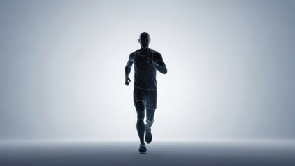 Obraz premium Running silhouette 3d model on light 3d isolated on white background 2025 2026 download