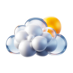 3D Cloud Icon with Sun and Bubbles Keywords: cloud, weather, forecast, sky, sun, bubble, sphere isolated on a transparent background