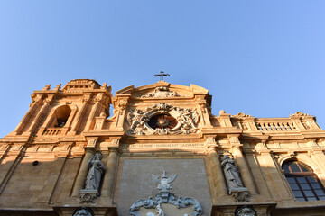 The Cattedrale del Santissimo Salvatore or Basilica Cathedral of The Holy Saviour in Mazara del Vallo, Trapani province, Sicily, Italy. Travel and tourism concept. Holidays in Sicily. Travel to Italy.