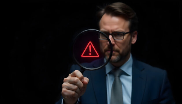 Professional detecting potential risks and urgent issues with focused attention Generative AI
