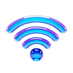 Blue and purple glowing Wi- Fi signal icon wifi wireless isolated on a transparent background