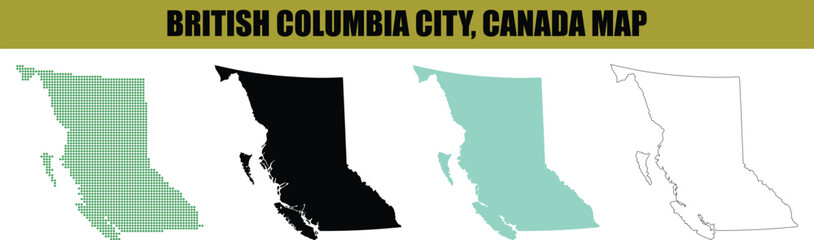 Obraz premium British Columbia Canada City Map with Urban Boundaries Vector