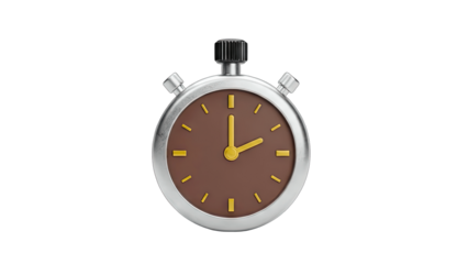 Stopwatch Showing Time at 2 O'Clock on White Background