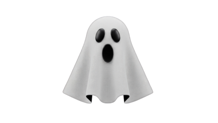 Spooky Ghost with Open Mouth on White Background