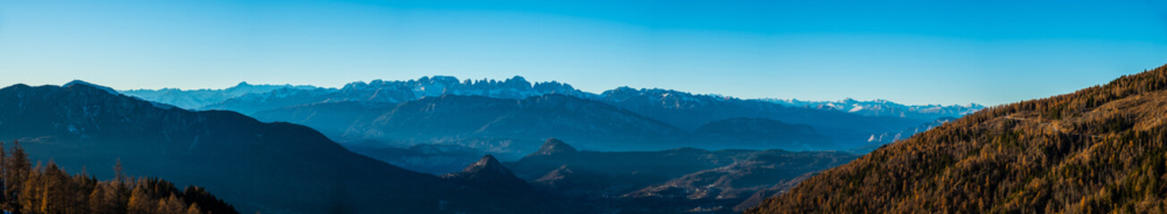 Panoramic view of the Brenta Dolomites Italian Alpine landscape