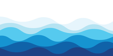 Sea waves layered vector background illustration and sea beach vector illustration.