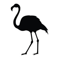 Obraz premium Flamingo vector icon. Vector illustration of a flamingo silhouette. Summer bird cute standing flamingo silhouette. Bird Vector illustration.