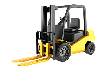 Yellow forklift truck isolated on white background