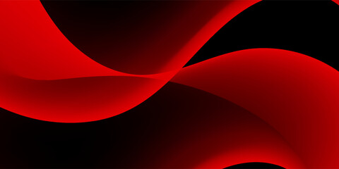 Abstract Red Fluid Wave Background. Smooth Flowing Gradient Shape on Black. modern creative trendy design