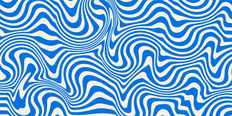 Abstract Organic Blue and Cream Seamless Pattern - Modern Flat Design.