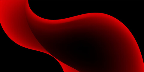 Abstract Red Fluid Wave Background. Smooth Flowing Gradient Shape on Black. Elegant Dark Backdrop.