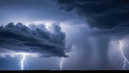 Dramatic storm with lightning