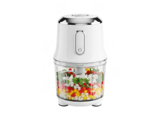 White electric food chopper isolated on transparent background