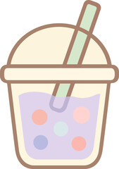 Illustration of Boba Tea with Straw