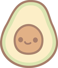 Illustration of a Cute Avocado with a Face