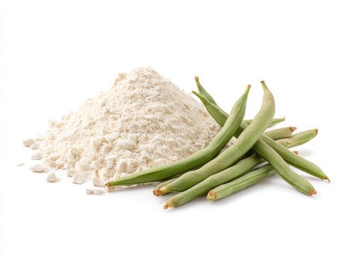 Guar Gum: Closeup of Versatile Ingredient on White Background, Highlighting its Agricultural Roots in Asian Cooking and Culinary Uses
