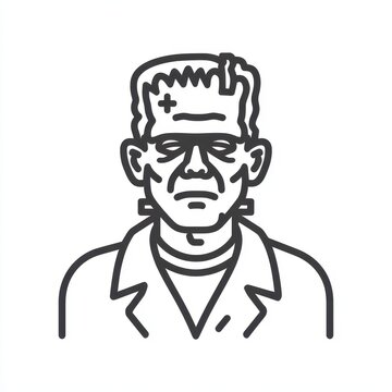 Halloween-Inspired Outline of Frankenstein: Scary Zombie Avatar Icon for Costumes and User Profiles