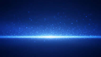 Abstract Blue Glow Background with Sparkling Stars and Light Effect