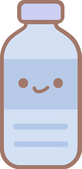 Illustration of Water Bottle with Cute Face